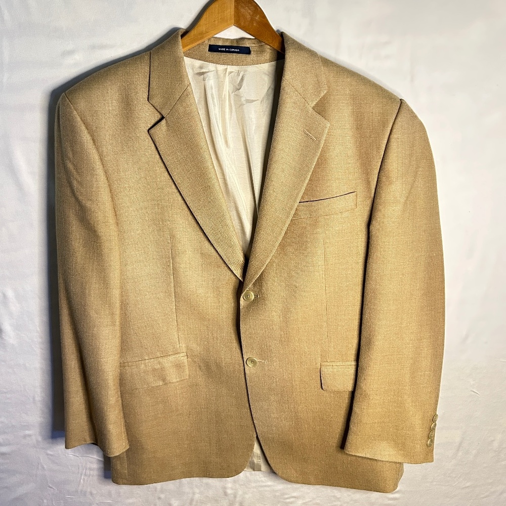 Vintage Ralph Lauren Men’s Silk Wool Blazer Sport Coat‎ 42R Houndstooth